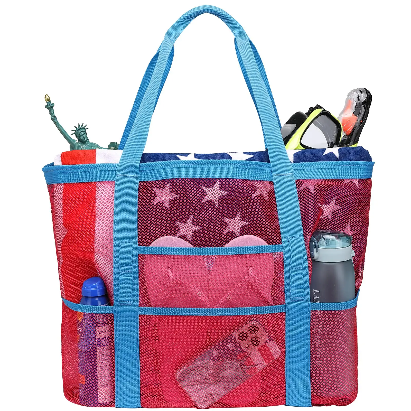 Custom Large Beach Bag Pool Bags Mesh Beach Tote bag for Toys Towel flip flops