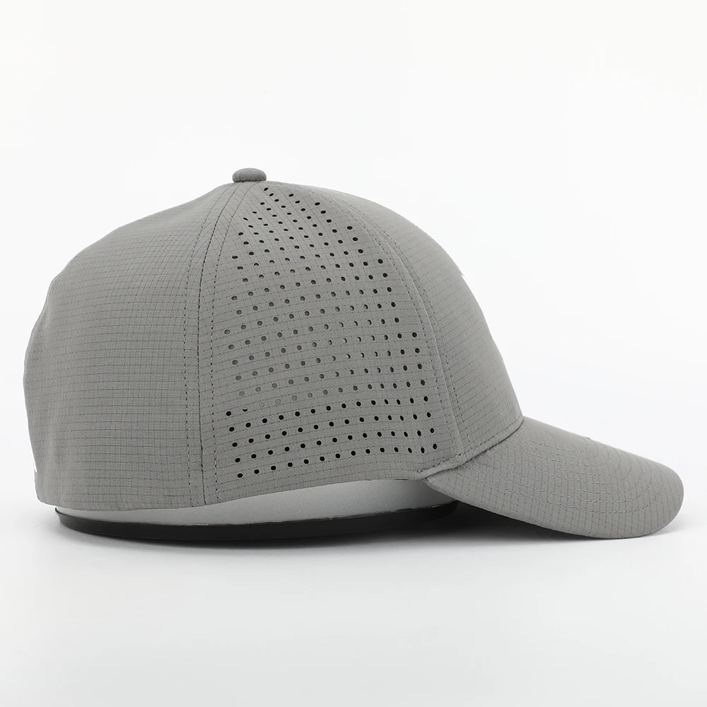 BSCI Oem Custom Logo Adults 6 Panel Flex Fitted Baseball Cap,Laser Cut Hole Gorras,Plain Sport Quick Dry Fit Waterproof Hat