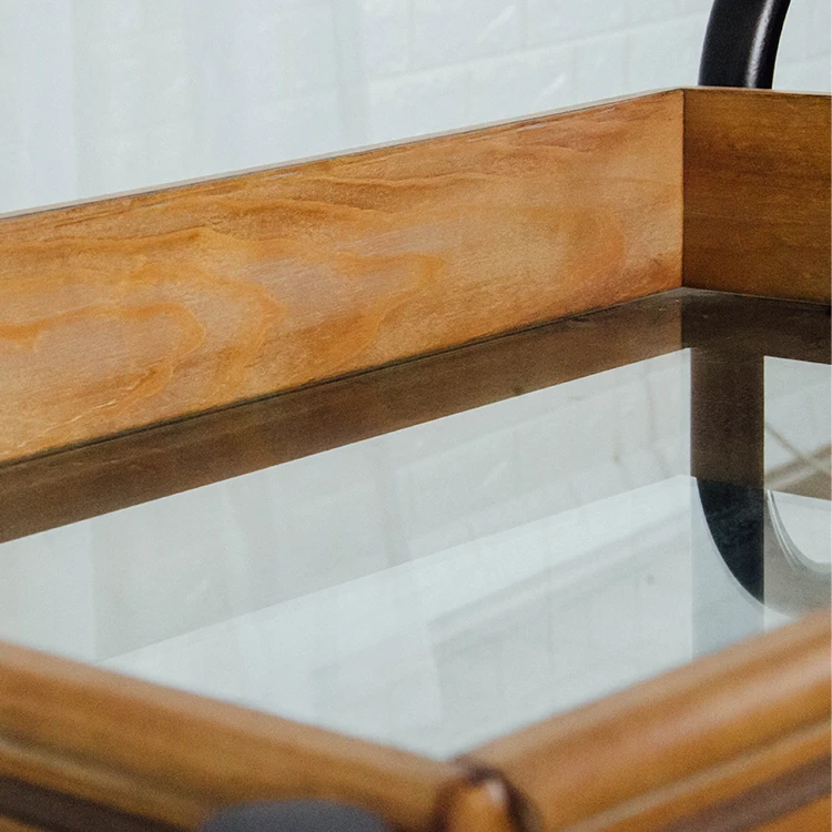 Промышленные деревянные колеса из нержавеющей стали, винтажная Мобильная тележка для кухни, отеля, бара