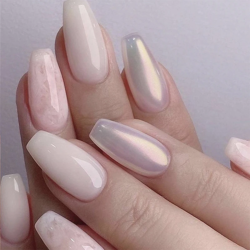 Senboma Wholesale Short Swirl French Square High Quality Soft Gel Press on Nails Wear-Resisting