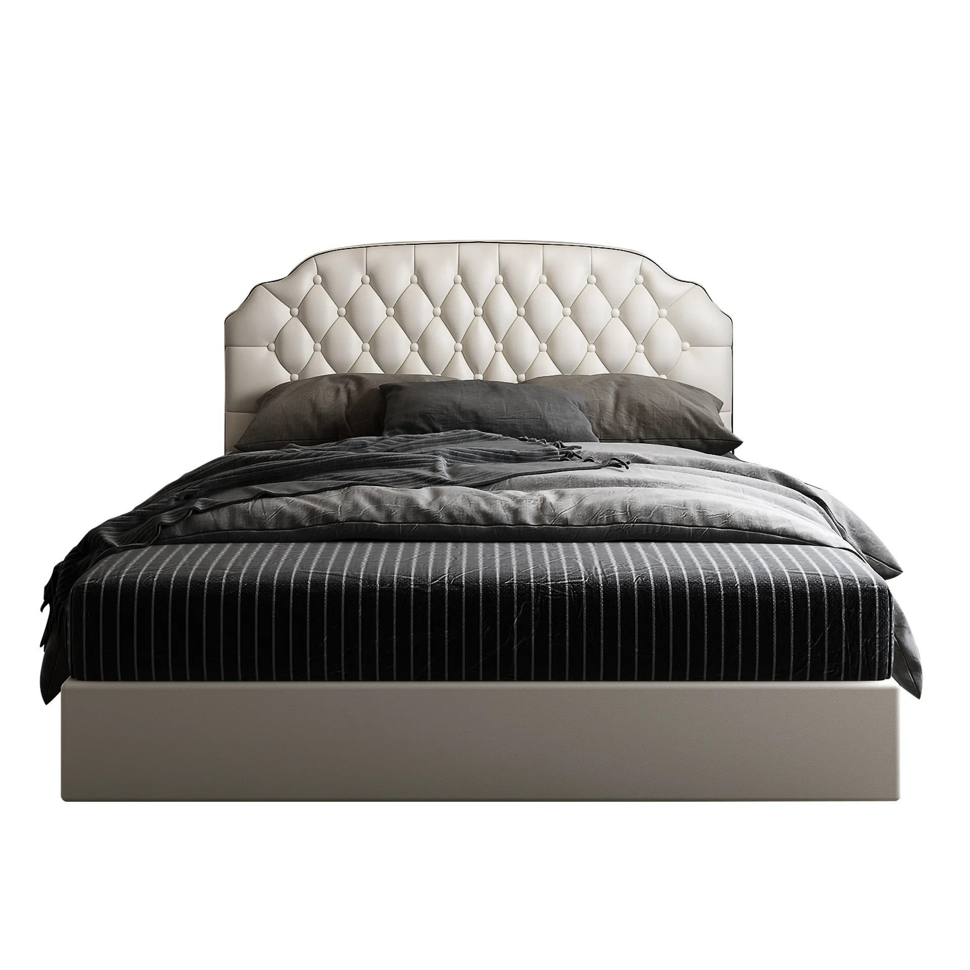 Modern Luxury Bedroom Furniture Upholstered Real Leather Italian Bed With King Size Leather Bed