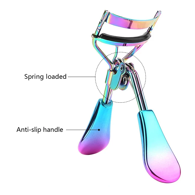 Professional Spring Loaded No Pinching & Long Lasting Natural Lash Curl/ Eyelash Curler Stainless Steel Colorful Private Label