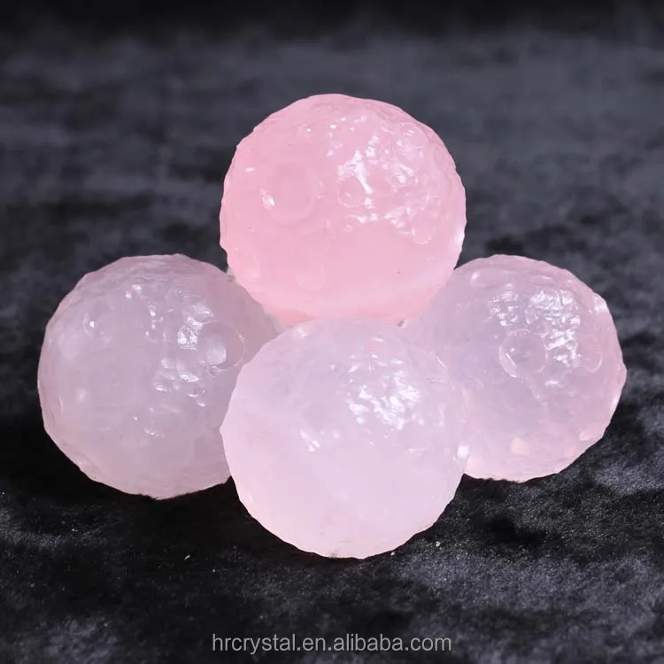 Healing Crystal Planet Ball Rugged Rose Quartz Crystal Moon Planet Ball Sphere for Souvenir