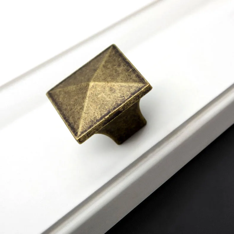Antique Drawer Handles Vintage Decorative Square Knob Single Hole for Cabinet Cupboard Dresser Wooden Case Jewelry Box Chest