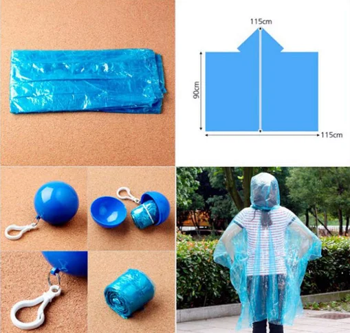 Plastic Ball Keychain Disposable Raincoat Portable Ball Disposable Poncho