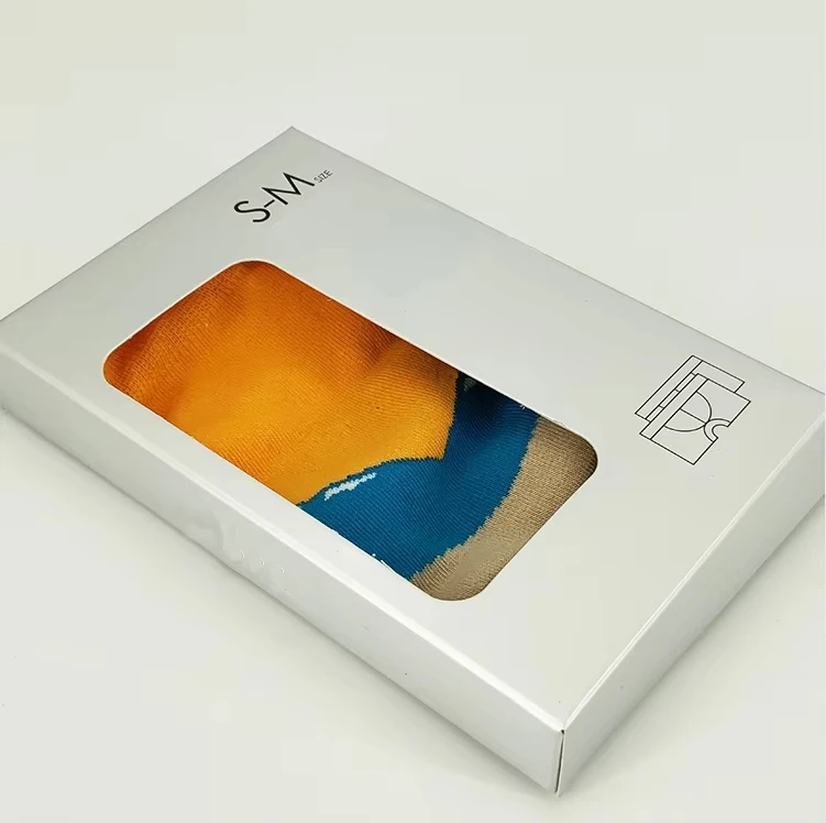 Custom Socks Underwear Product Display Packaging Small Cardboard Hanging Hook Box With Pvc Window