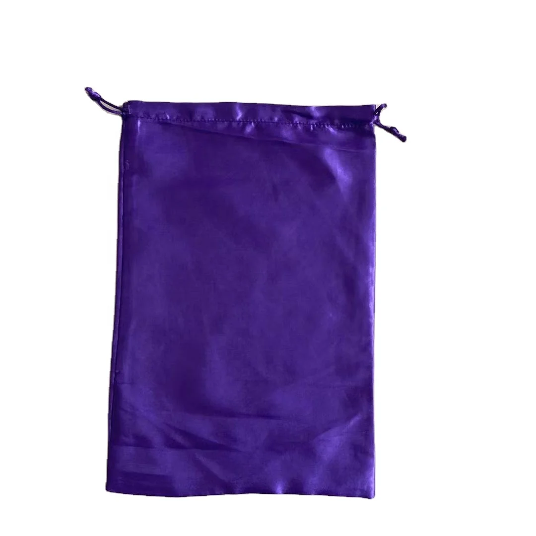 Satin-13 Wholesale custom fashion design cheap satin bag purple silk satin drawstring bag