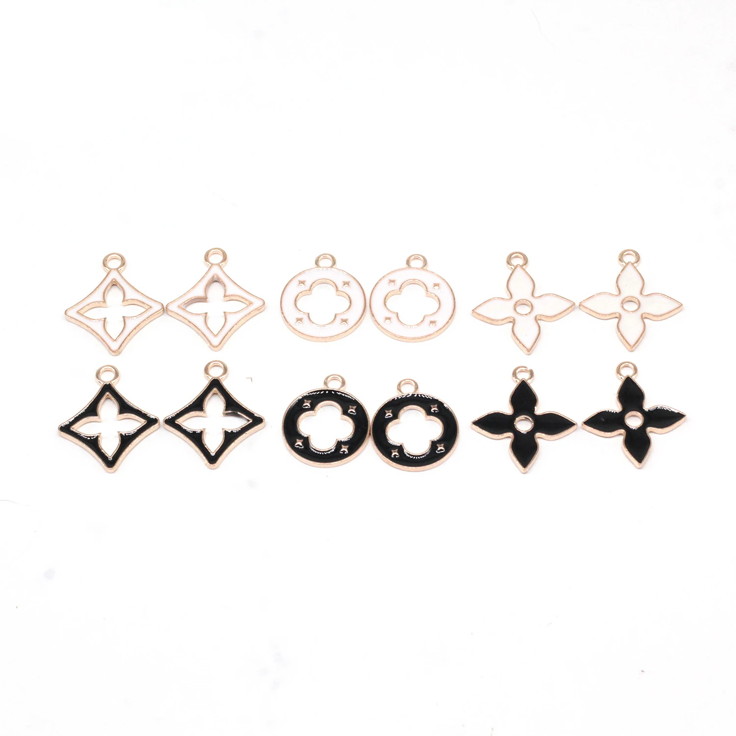 DIY Gold Plated  Zinc Alloy Diy Pendants Jewelry Making  Accessories Four Leaf Flower Enamel Enameled Clovers Pendant Charm