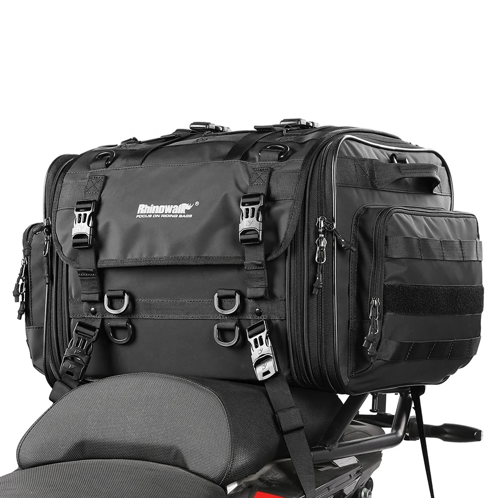 Rhinowalk Deluxe Hide-Away Tail Trunk Motorcycle Luaage Bag Motor Tour Pak Luggage Rack