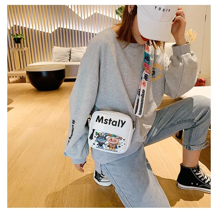 female funny ugly cute crossbody bag canvas new cartoon cute graffiti small square sling bag crossbody bag with wide strap