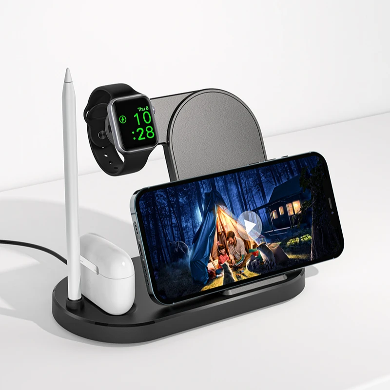2021 New Arrival 4 In1  Foldable Wireless Charger  With QC3.0 Adapter Compatible With Apple&Samsunng Products Multiple Devices