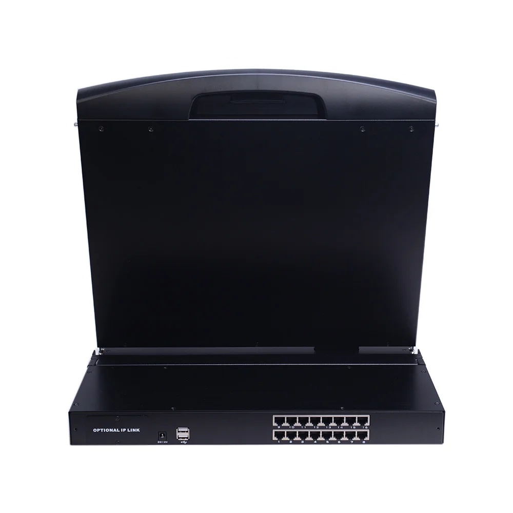 Front USB Design 12V 4A Input CAT5 16 Port 17 Inch Singlerail DVI HDMI LCD KVM Console