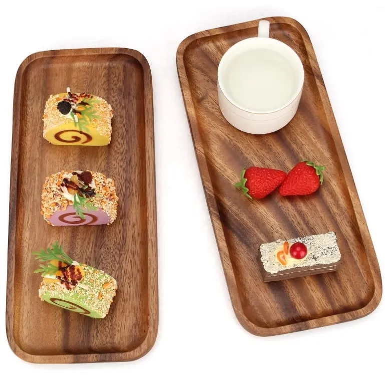 Best Rectangular Wooden Tray Decorative Acacia Wood Appetizer Cheese Plates Small Sandwich Dessert charcuterie board