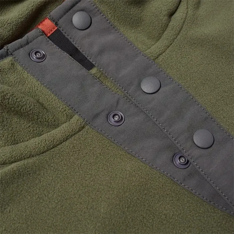 Oem Custom 100% Recycled Polyester Funnel Neck Fleece 1/2 Press Stud Closure Baseball Tennis Snap-T Pullover Sweatshirt For Men