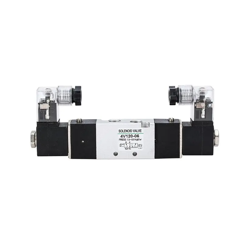 4V100 Series Operated Directional Valve 4V120-06 2 Position 5 Way Single Double Coil Electric Pneumatic Air Solenoid Valve
