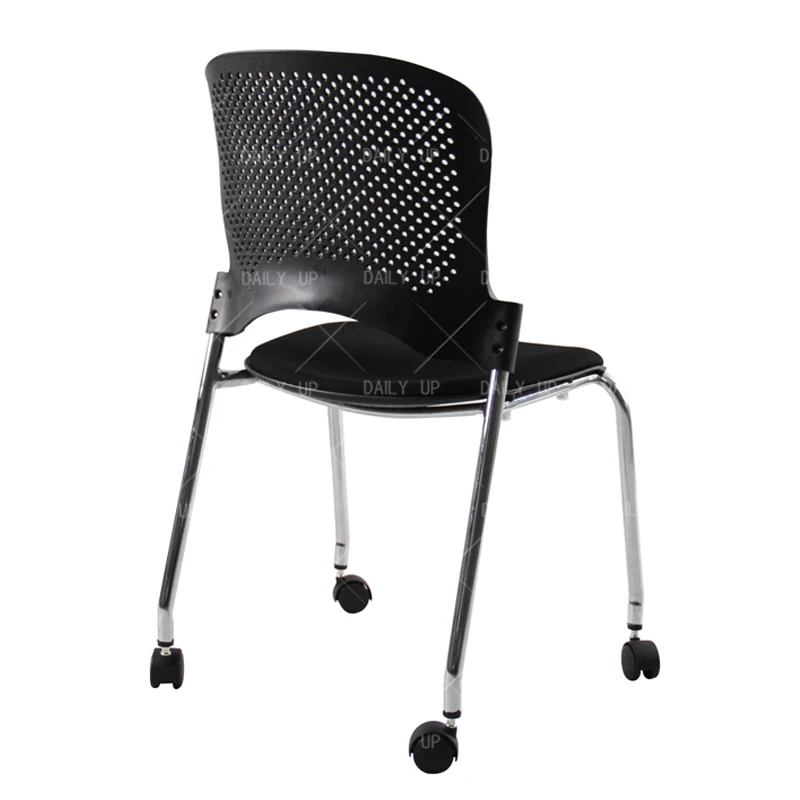 Lightweight Modern Restaurant Chair with Casters Metal Bar Chair Office Reception Chinese Furniture Import