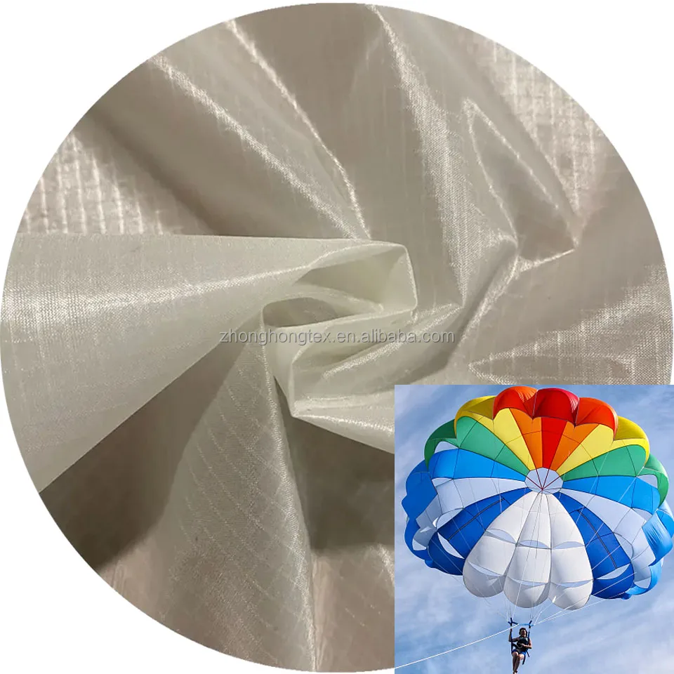Wholesale High Quality Parachute Paraglider Fabric 30D Nylon 66 Ripstop Fabric 43GSM Double Side Silicone Coated