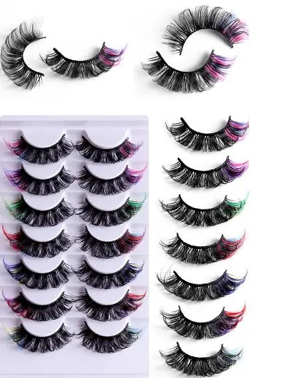 Free sample High same mink hair color eyelashes thick curling eye end false eyelashes