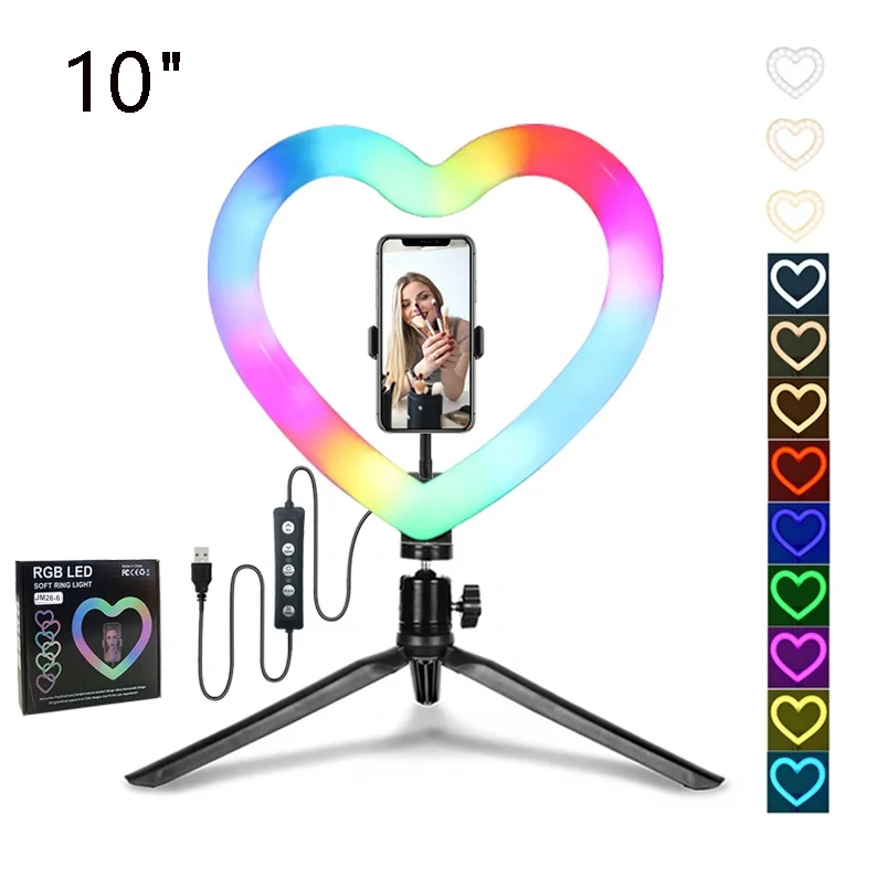 Led Fill Light Heart shaped selfie 10/13 inch wholesale beauty Led lamp heart ring light