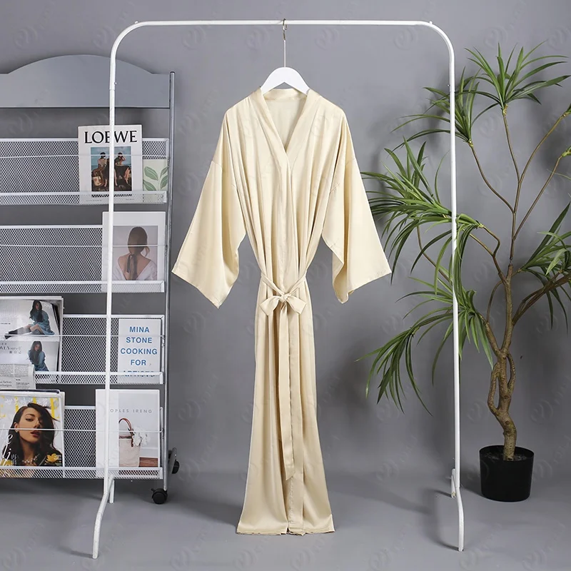New Colors Chiffon Satin Robe Woman Silk Long Robe Full Length Women Nightgown One Size Sleepwear