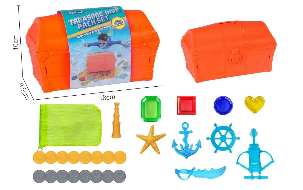 Huiye Diving Gem Pool Toys 15 Big Colorful Treasure Chest Sinking Toys Kids Fun Summer Swimming Gems Pirate Underwater Toy Gifts