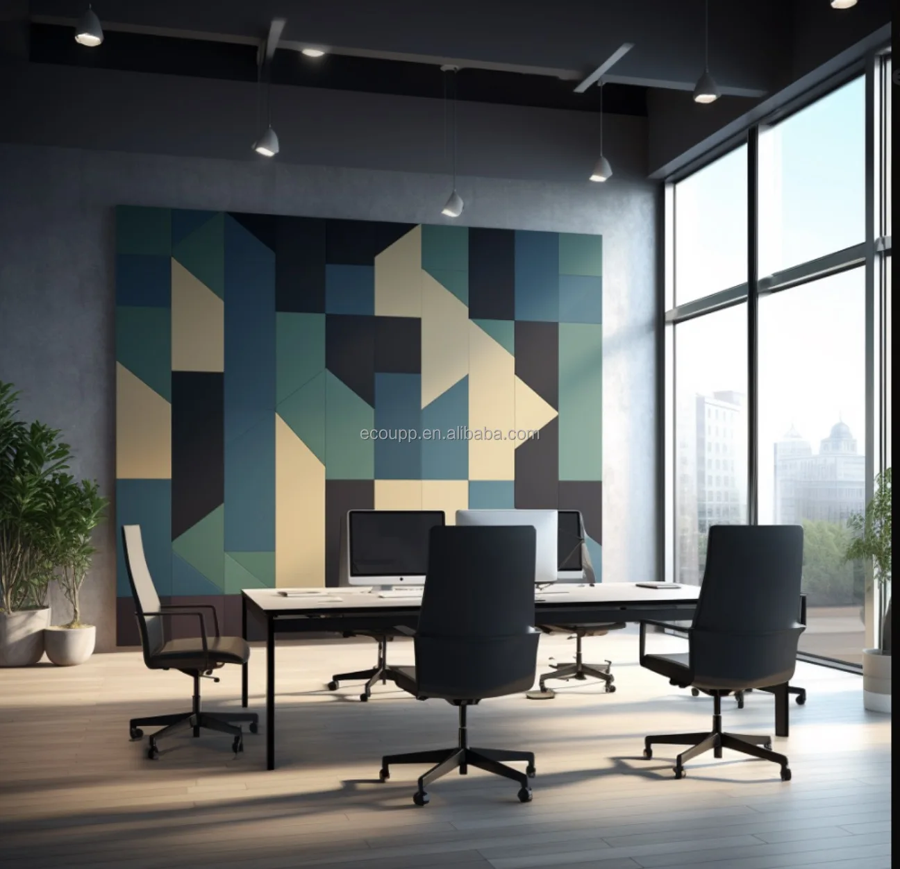 ECOUPP Wall And Ceiling Decor Sound Absorber Pet Acoustic Felts Soundproof 3D Polyester Panel