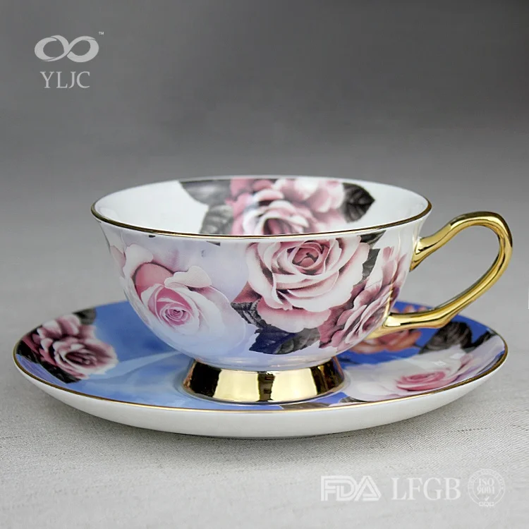 fancy 4 pcs wholesale new design blue decal making luxury dinnerware sets blue white  porcelain dinner set