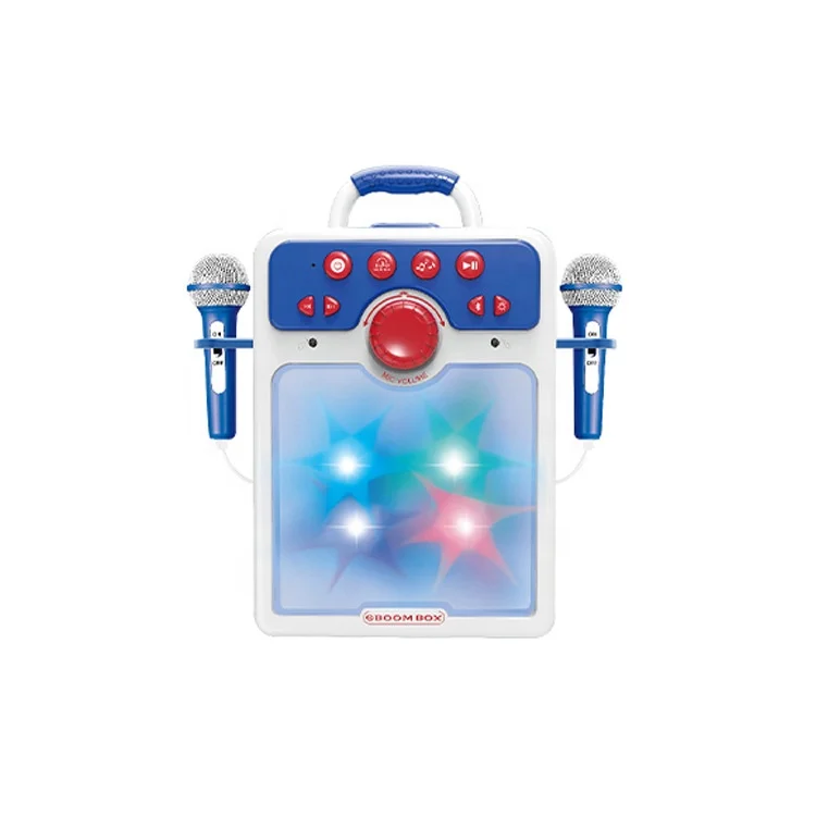 Musical toy portable singing machine set 2 microphone available karaoke machine toy for kids with AUX/USB connectivity and light
