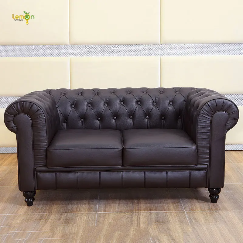 Leather Loveseat Sofa Mid Tufted Century Couch Modern Chesterfield, Antique Look