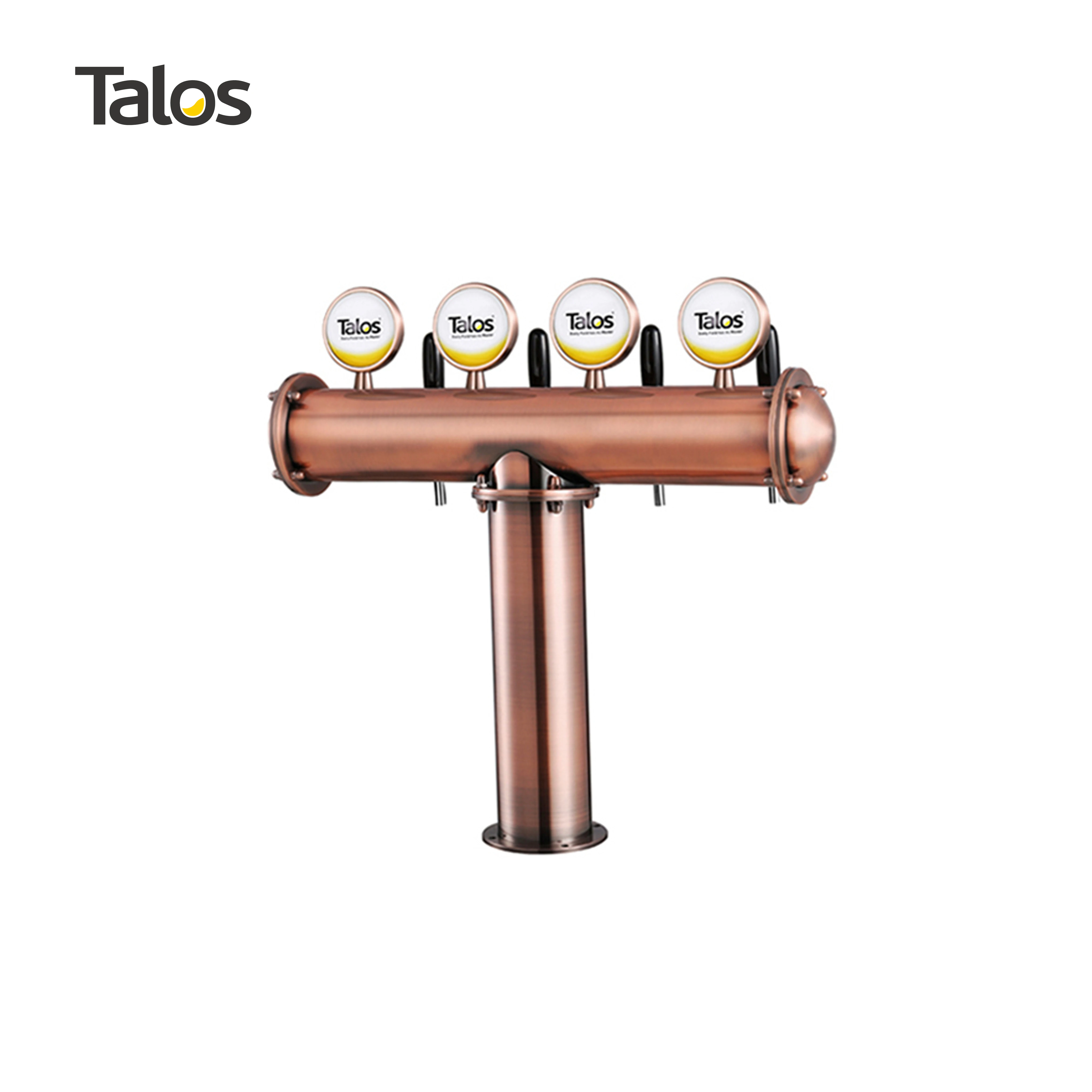 
TALOS T Tower Stainless Steel 4 Tap Tower 102mm Beer Dispensing Equipment Draft Beer Tower (Red Bronze, LED) 