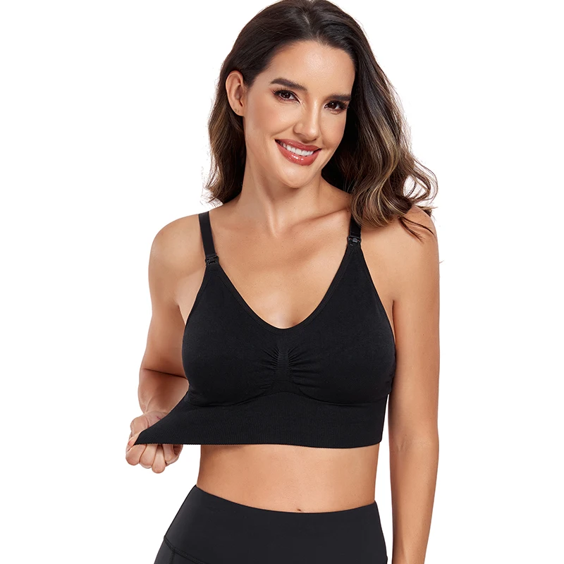LOGO Custom Comfort Wireless Front Open Maternity Pregnancy Women Windows Sports Seamless Breastfeeding Nursing Bra for Women