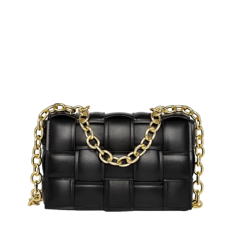 Customize Logo Chain Weave Women Ladies Handbags PU Leather Shoulder  messenger bag crossbody