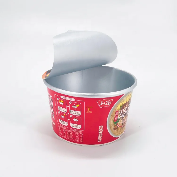 Custom printed disposable paper cup soup bowl packaging with sealing film for instant noodles
