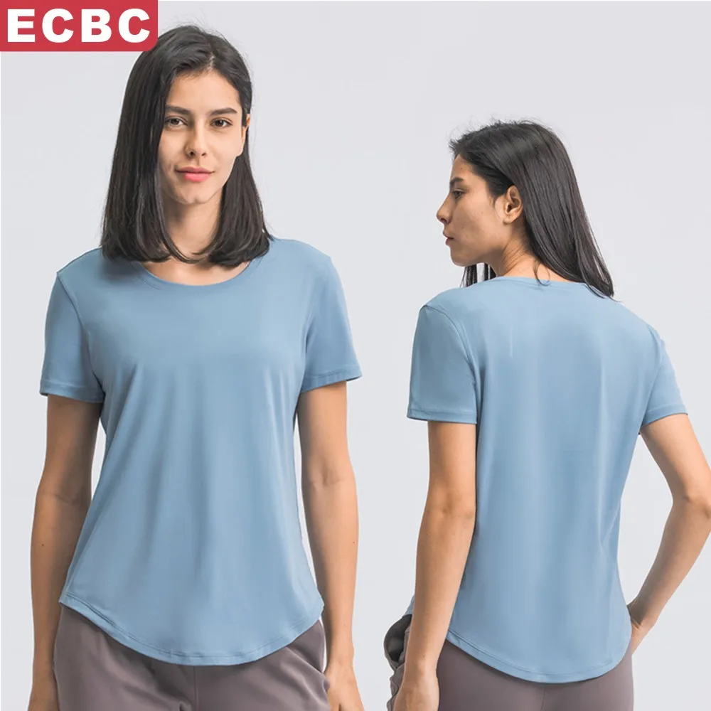 Manufacturers Wholesale Light Breathable Exercise Running Fitness T-Shirt Loose Yoga Workout Short Sleeve Tops Gym Clothing