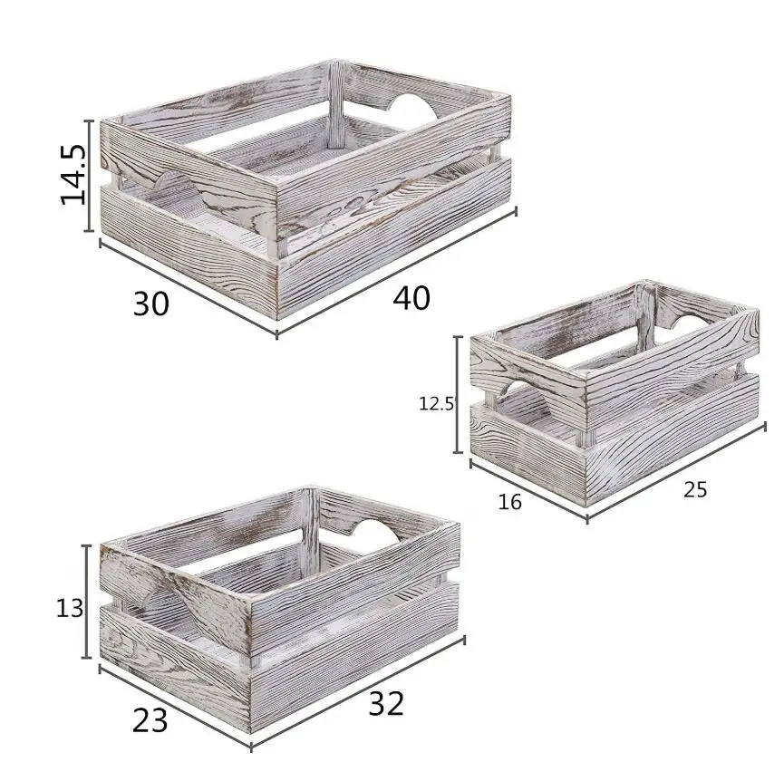 Wholesale Vintage Farmhouse Decor Handmade Rustic Cheap Wooden Storage Vegetable Fruit Crates For Sale