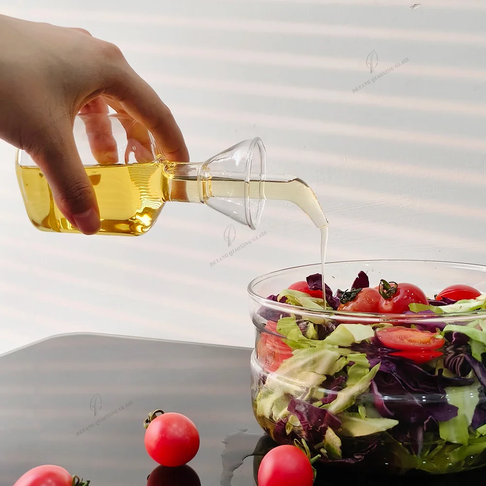 High borosilicate glass bottle oil and vinegar soy sauce dispenser Liquid Condiment Container with Drip-free Spouts
