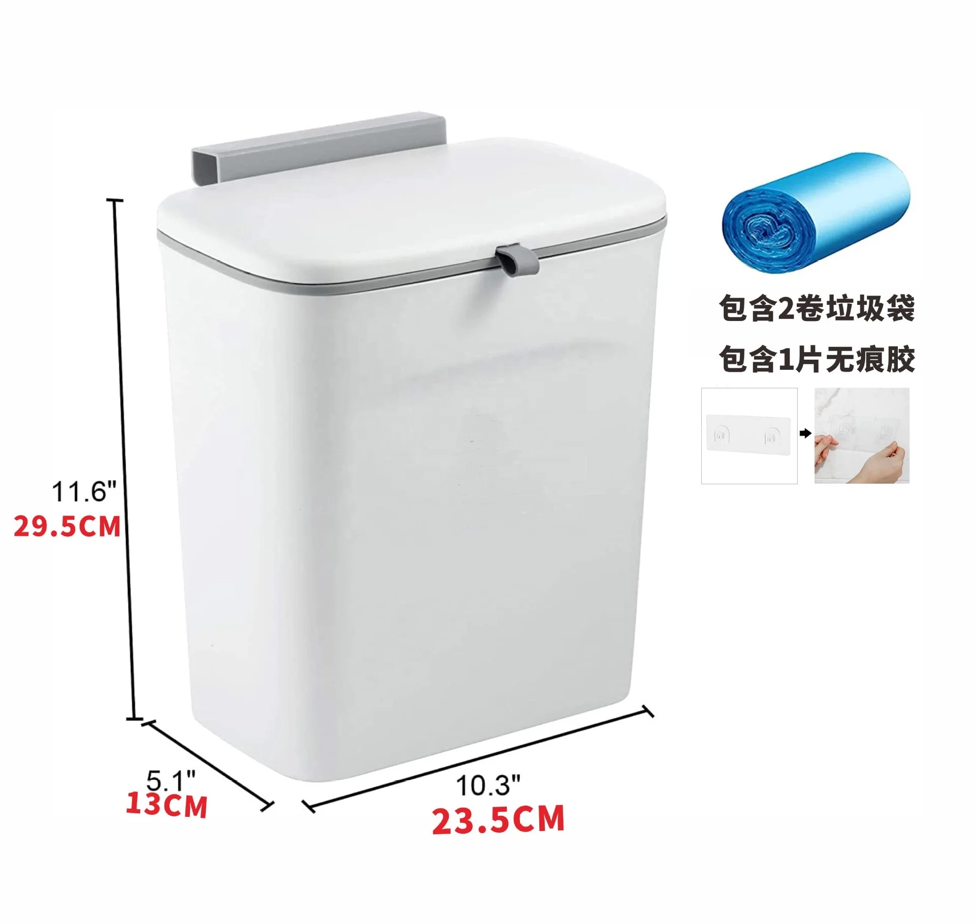 Kitchen trash can Hanging with lid Cabinet hanging door Refuse collection Toilet basket dustbin