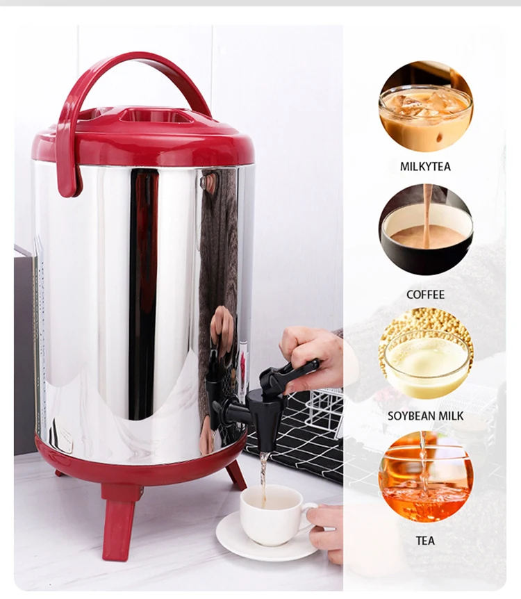 Multi Capacity Keep Temperature  Stainless Steel Milk Tea Barrel with Tap Heat Preservation Barrel