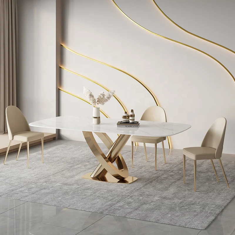 2022 New Design1.8 Meter  Sintered Stone or Marble  Table TOP Dining Table And Dining Chair