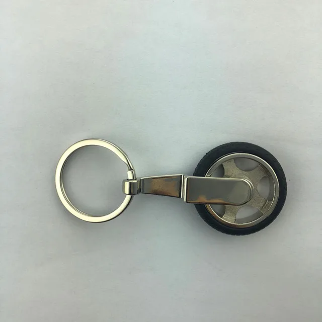 Cool Rotatable Designer Car Parts Tire Vehicle Tyre Keyring Metal Keychain Fashion Key Chain