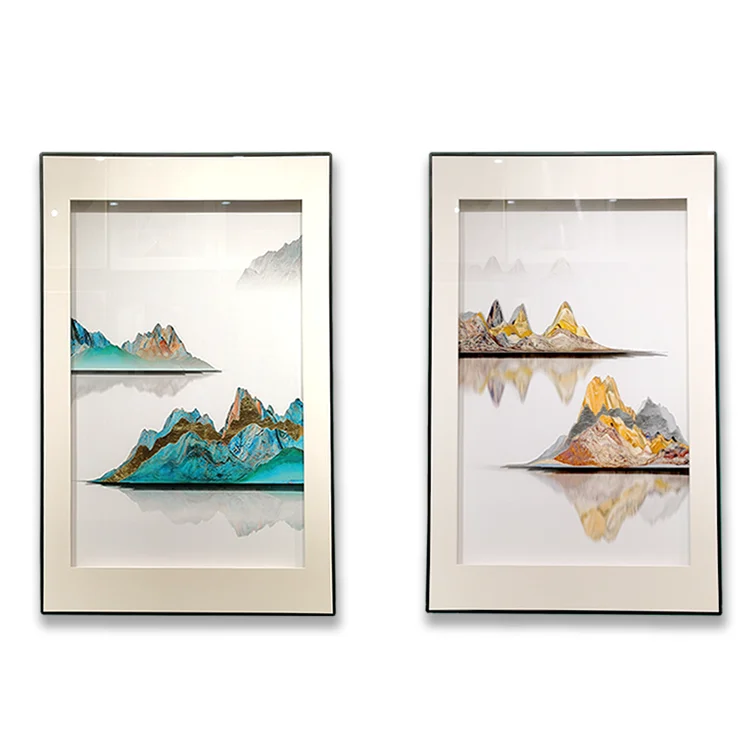 Modern Minimalist Line Canvas paintings  Lighthouse Poster Print landscape Wall Print Painting Wall Art Blue Yellow mountain