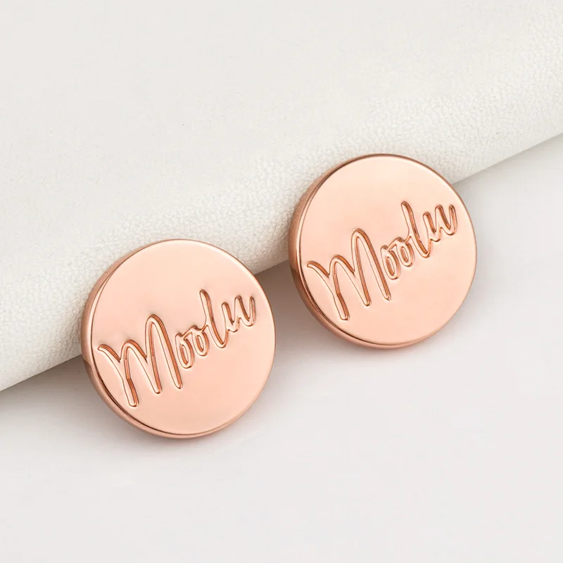 Bag Accessories Metal Logo Design Custom Brand Name Logo Metal Label Tag Small Metal Logo for Handbag Round