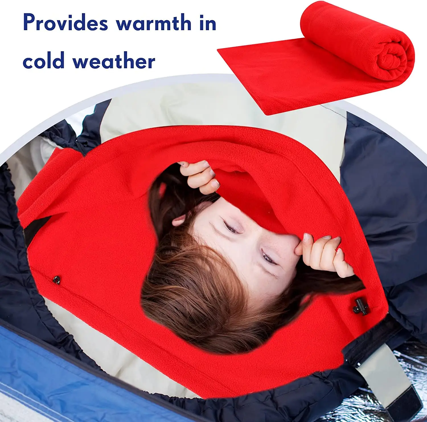 WOQI Fleece Sleeping Bag Lining 75 Inch Long Adult Warm Sleeping Bag Cold Weather Zipper Camping Blanket Lining