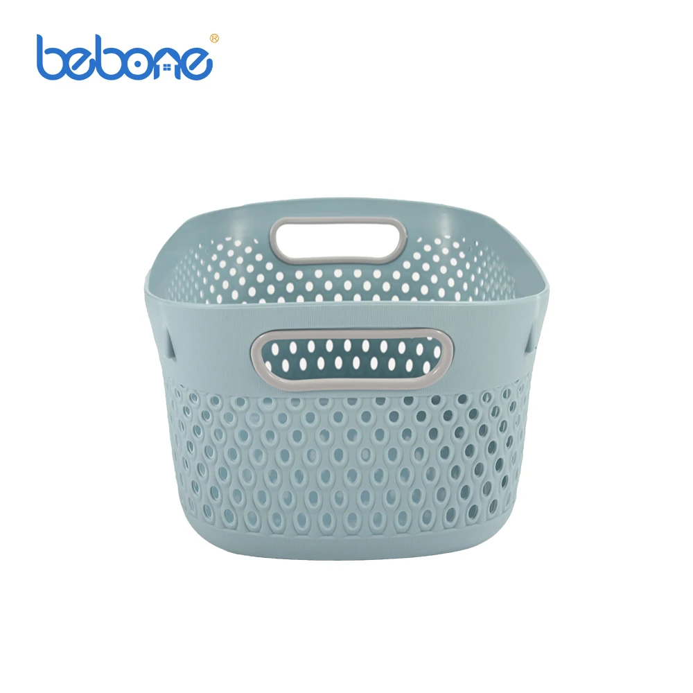 Washing bin dirty clothes storage oval plastic laundry basket with cutout handles