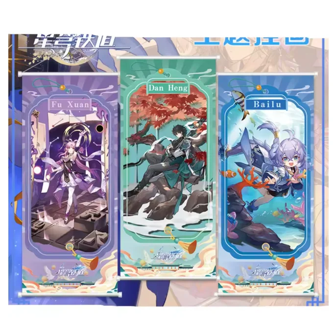 90 Styles Custom Anime Wall Scroll Honkai Star Rail Blade Wallscrolls Misha Sparkle Black Swan Argenti Canvas Printing Poster