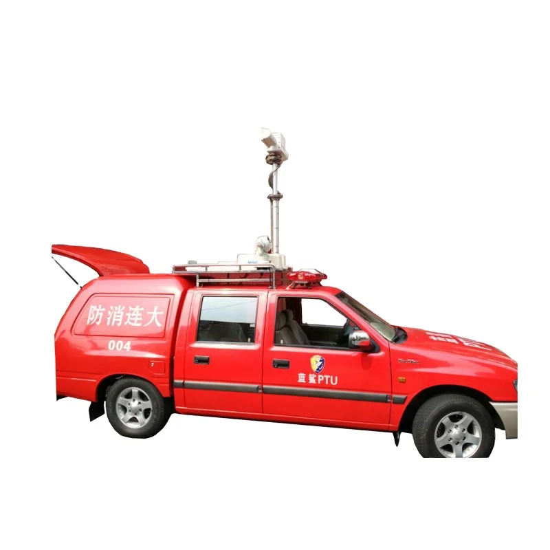 
Vehicle Roof Mounted Telescopic Mast Tower with 4 LED Lights for Fire Truck 