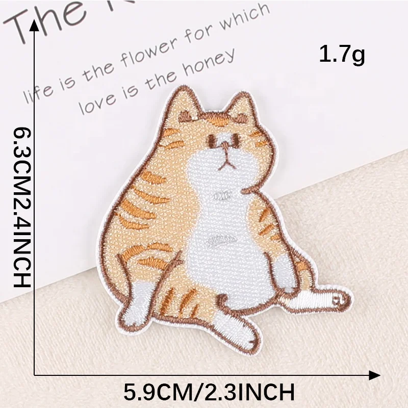 Self sticker embroidery cute cartoon cat Patch for kid clothes decoration