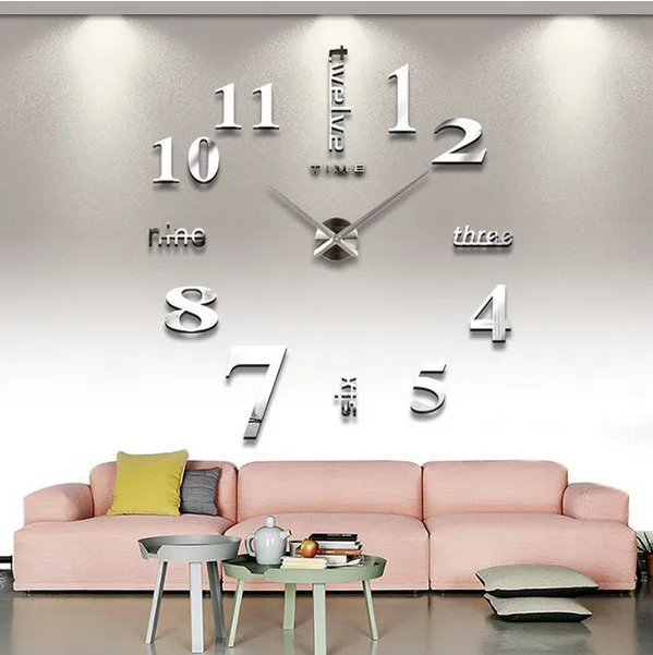 Factory cheap wholesale home Decorative Wall Sticker 3D Frameless large Digital DIY Wall Clock