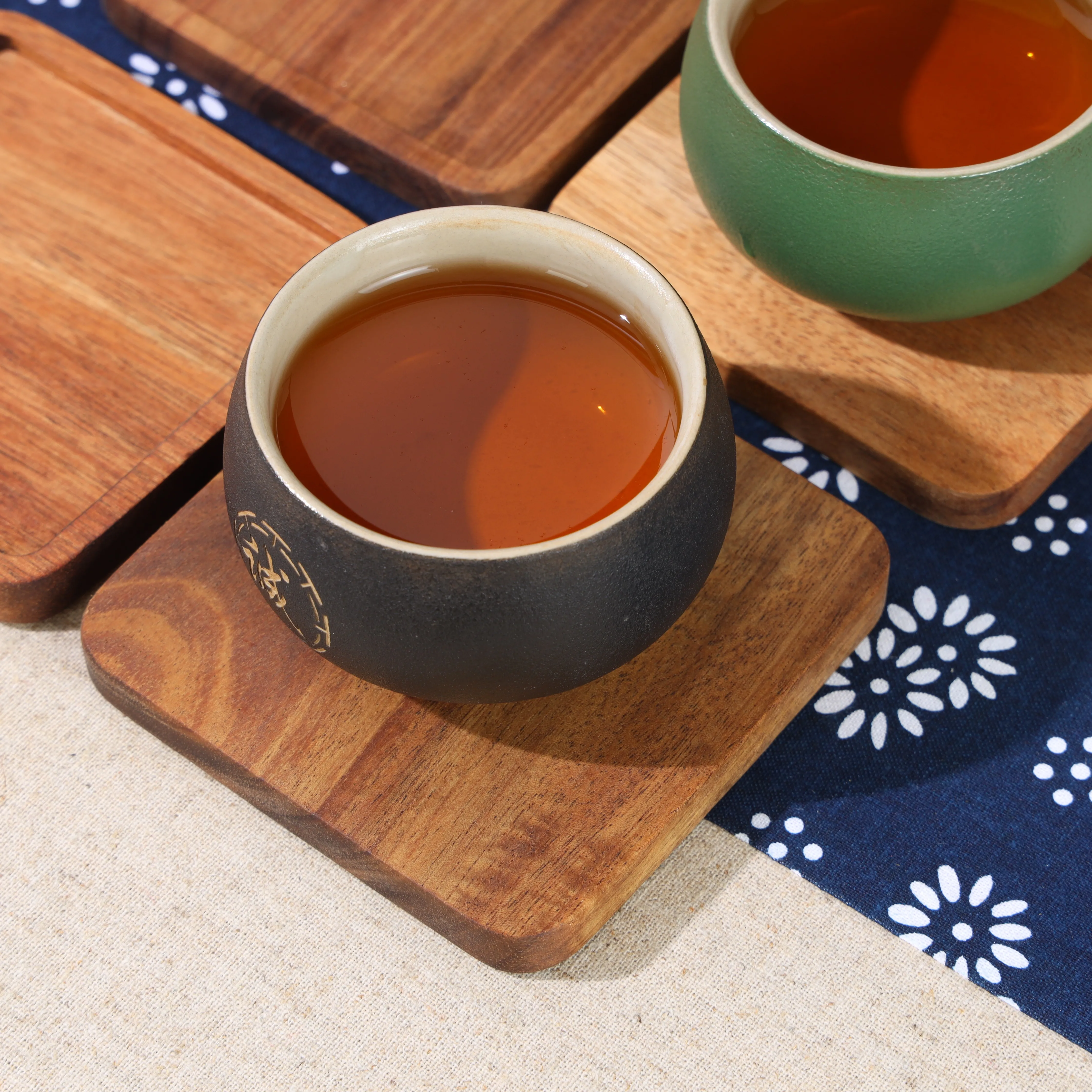 Acacia Wholesale Custom factory OEM Acacia Cork bamboo coaster walnut wooden coaster beech coaster for coffee cup