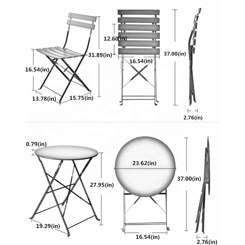 
Folding steel outdoor garden furniture set patio dining table and chair with umbrella set 